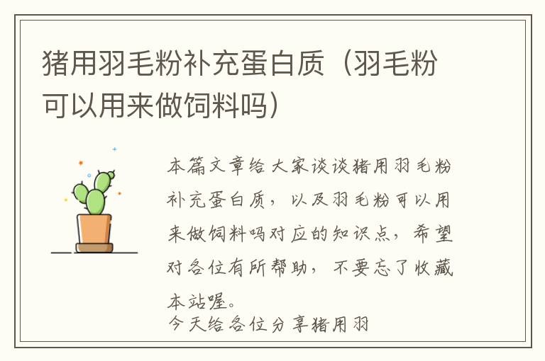 豬用羽毛粉補(bǔ)充蛋白質(zhì)（羽毛粉可以用來(lái)做飼料嗎）