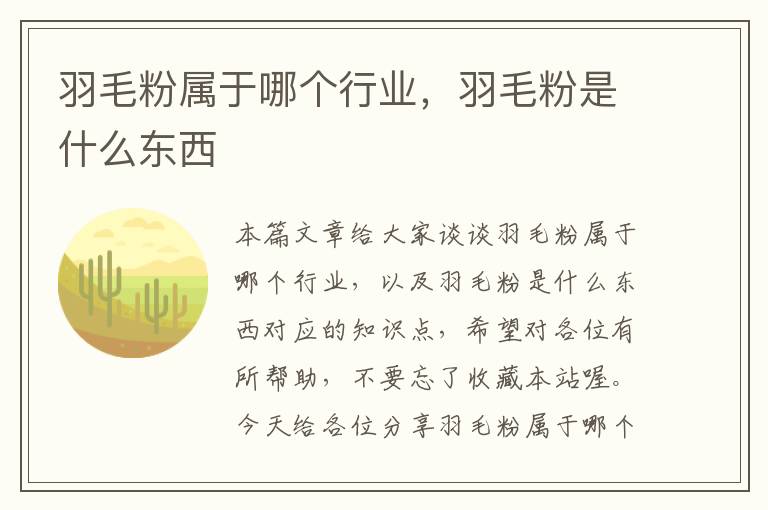 羽毛粉屬于哪個(gè)行業(yè)，羽毛粉是什么東西