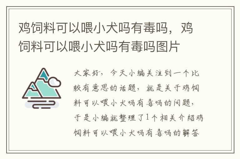 雞飼料可以喂小犬嗎有毒嗎，雞飼料可以喂小犬嗎有毒嗎圖片