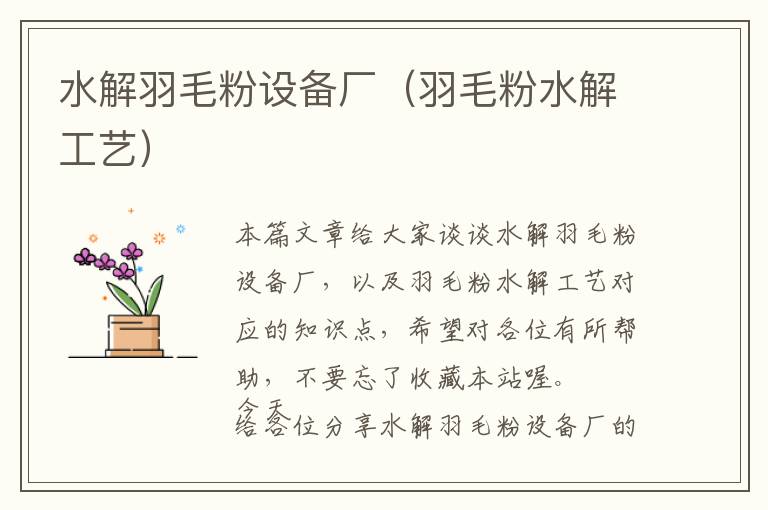 水解羽毛粉設(shè)備廠（羽毛粉水解工藝）