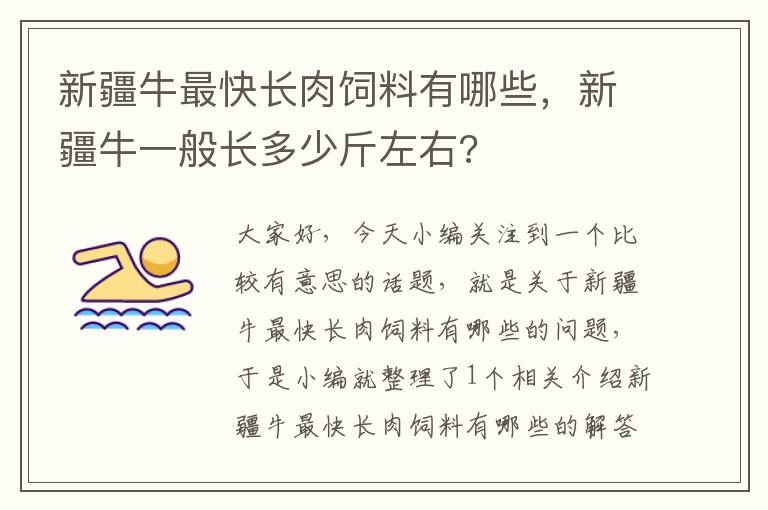 新疆牛最快長肉飼料有哪些，新疆牛一般長多少斤左右?