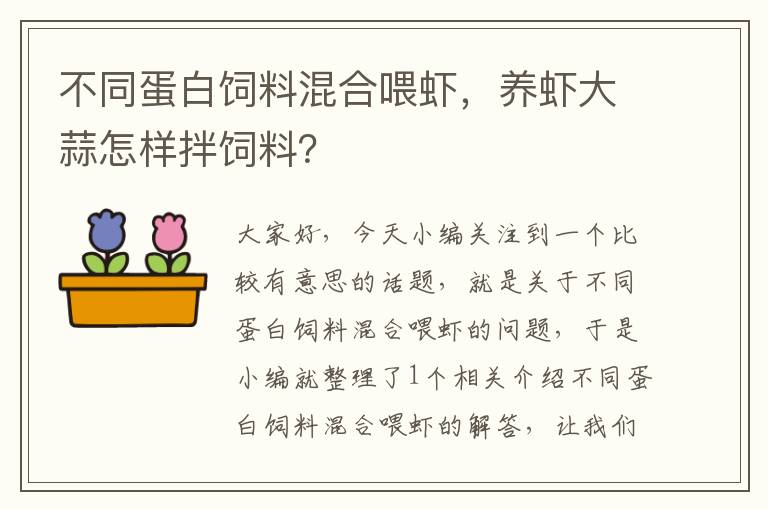 不同蛋白飼料混合喂蝦，養(yǎng)蝦大蒜怎樣拌飼料？