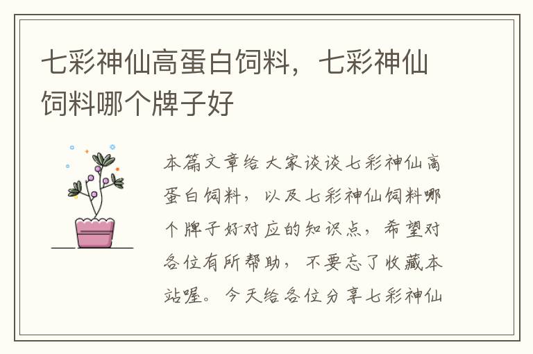 七彩神仙高蛋白飼料，七彩神仙飼料哪個(gè)牌子好